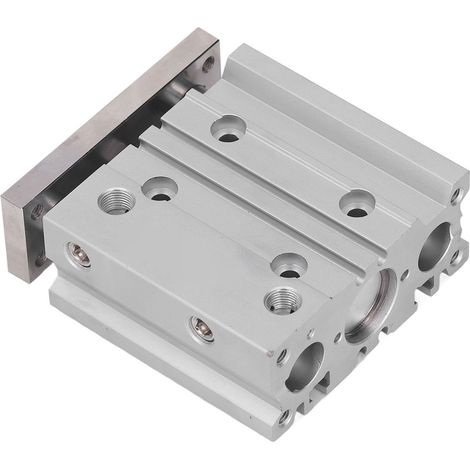 Pneumatischer Luftzylinder, 3-Kolben-Ausführung, Aluminiumlegierung, 20 mm Bohrung, 40 mm Hub, Doppelwirkung, PT1/8 (1/5)