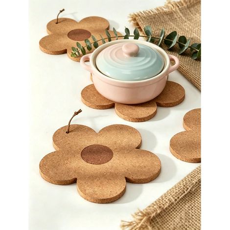 1 Pièce Taille m Tapis Isolant Résistant à la Chaleur en Bois de 10 cm avec Motif Fleur, Tapis Isolant Résistant à la Chaleur de 10 cm, 38.1 X 25.4 X 38.1 cm (1/5)