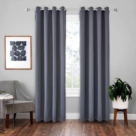 Rideaux thermiques occultants 200x270cm, lot de 2, insonorisés et calorifuges, pour fenêtres, chambres, baies vitrées, gris foncé (1/5)