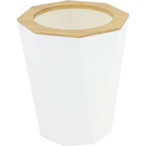Cleafe - Pattumiera Cestino Spazzatura A Cilindro Esagonale Geometrico Bianco Legno Da Bagno 10840 -
