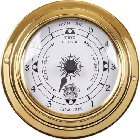 Horloge des maréesBaromètre muralThermomètre hygromètre3,8 poucesBoîtier en laiton poliPour intérieur et extérieur