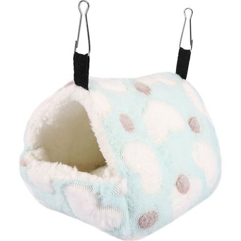 Lit-cage douillet et chaud pour animaux de compagnie en hiver, idéal pour un hamac, un écureuil, un lapin Totoro (bleu, 14 x 12 cm) (1/5)