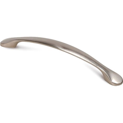 Asa de zamak con acabado níquel satinado, dimensiones:197x22x32mm y entrepuntos:160mm -