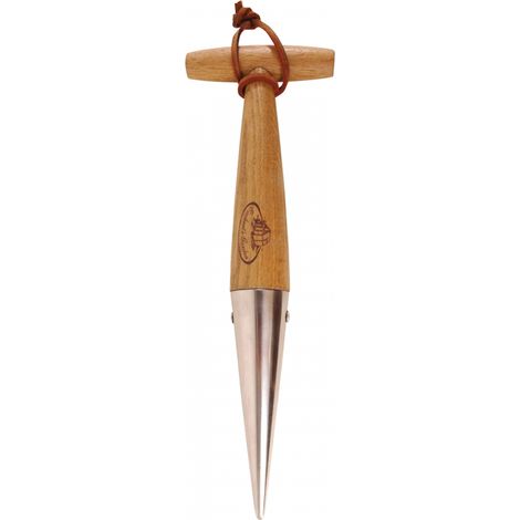 Plantoir droit ergonomique - L 29,5 cm - Acier inoxydable, bois de frêne, noeud en cuir - Livraison gratuite