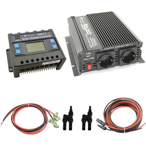 Solar Set 1000 Watt Wandler 20A Laderegler Stecker Kabel Photovoltaik Inselanlage (1/5)