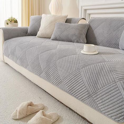 Coussin de Canapé Épais et Antidérapant,avec Housse de Canapé en Coton et Lin, Gris clair,90cm90cm