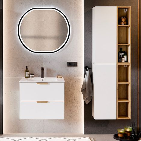 Mueble lavabo 60cm con pedestal Oria Blanco mate (1/5)