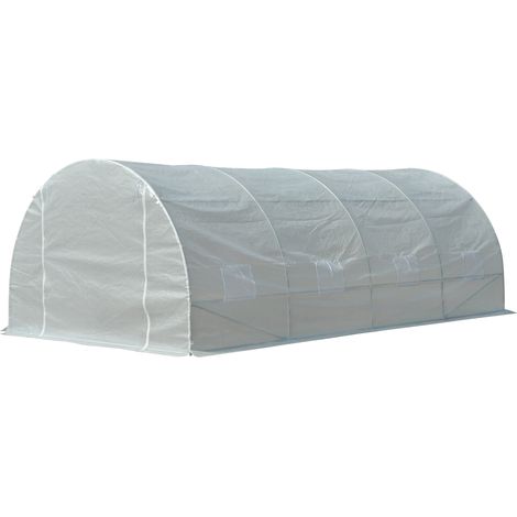 Outsunny – Serre tunnel 18 m² – Châssis tubulaire renforcé 24 mm en acier – 6 x 3 x 2 m – 8 fenêtres anti-UV – Montage rapide