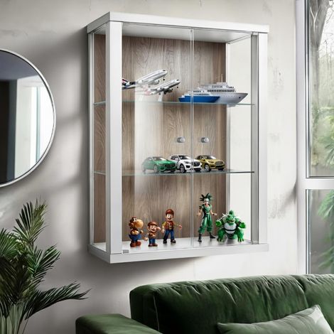 K-Möbel Vitrine Murale Blanc/Sonoma 80x60x25cm 2 Tablettes ESG Germany