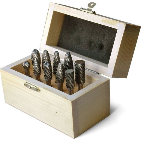 Kit 10 Frese Carb.Tungsteno SC. confezione in legno - Rosver - Conf.1pz