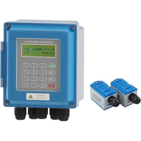 Débitmètre d'eau liquide à ultrasons TUF-2000B-TM-1, montage mural, transducteurs TM-1, débitmètre numérique Modbus RS485, prise européenne. (1/5)
