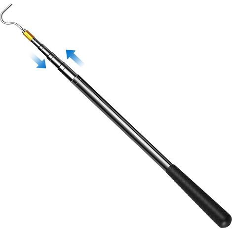 Barre télescopique de 42 à 150 cm avec crochet – Ouvre-auvent en acier inoxydable, barre de passepoil pour voile d'ombrage, crochet de bateau, crochet