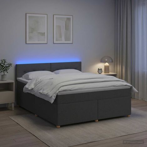 Cama box spring con colchón Gris oscuro 140 x 190 cm Tela (1/5)