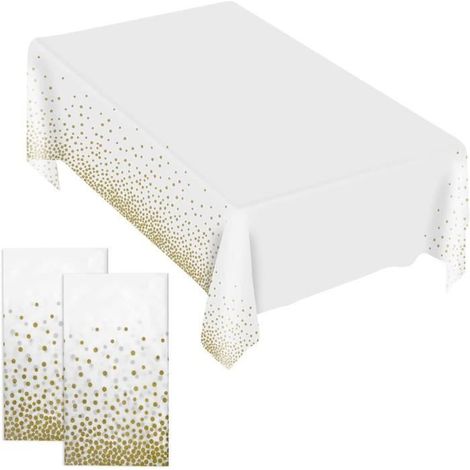 Tovaglia rettangolare - ZGEER - 2 pezzi - 137x274 cm - Pois dorati - Riutilizzabile (1/5)