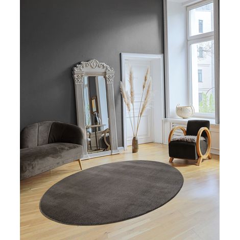 Relax tapis salon antidérapant lavable anthracite, 140x200oval cm (1/5)