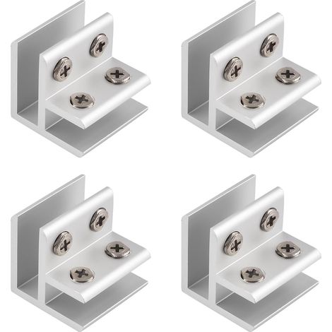JSSEVN-Lot de 4 pinces à verre réglables à 90 degrés en alliage d'aluminium pour verre de 8 à 10 mm d'épaisseur (1/5)