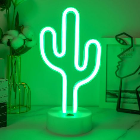 Cactus Enseigne Lumineuse au Néon Veilleuse Nuit Signes USB/néon à piles Décoration Murale pour chambre d'enfant, salon, bar, fête, Noël, mariage.Hauteur 26,5 cm  Largeur 13 cm