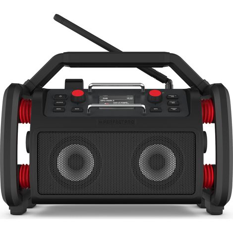 PerfectPro RockPro Baustellenradio DAB+, UKW AUX, Bluetooth®, USB Akku-Ladefunktion, spritzwasserge