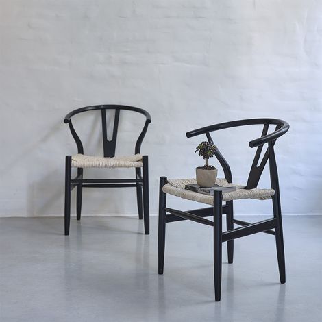Lot de 2 chaises en mindi massif et assise tissée (1/5)