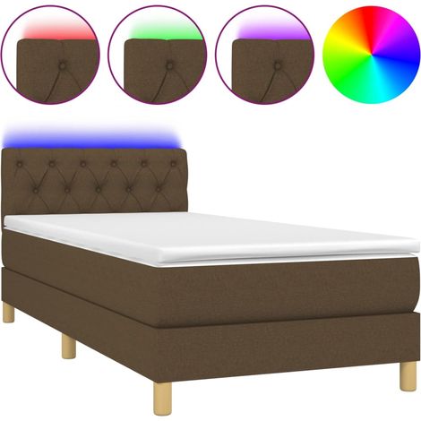 Maison Exclusive - Letto a Molle Materasso e LED Marrone Scuro 80x200cm in Tessuto