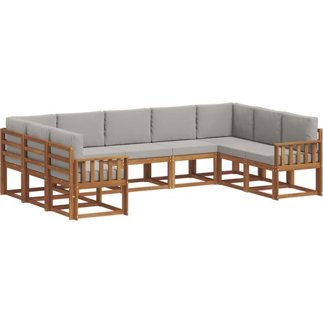 Ensemble de canapés d'extérieur 9 pc Gris Naturel et Clair vidaXL (1/5)