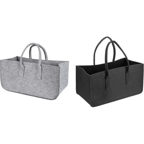 2x Panier porte-revues en feutre pour cheminée poche à bûches panier pliable en feutre pour ranger le bois de chauffage (1/5)