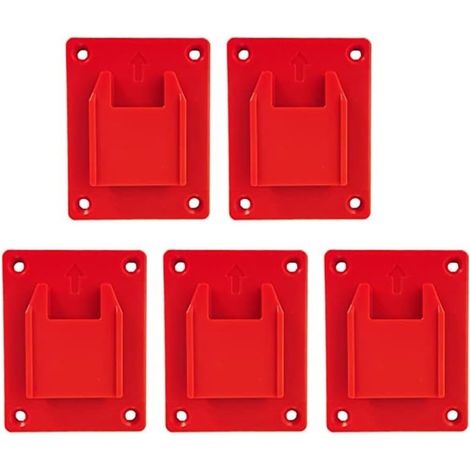 Lot de 5 supports à outils, 18 V, rouge, avec vis pour le rangement de l'établi (1/3)