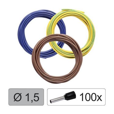 QUADRIOS 25CW123 CONDUCTEUR INDIVIDUEL LIFY 1.5 MM² BLEU, MARRON, JAUNE-VERT 1 SET