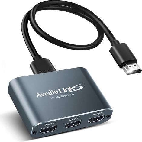 Switch HDMI 4K Aluminum, 4K@60HZ Switch HDMI 3 Ports Commutateur, 3 Entrées à 1 Sortie hdmi Switcher Prend en Charge HDCP 2.2, Full HD, HDR10, 18 Gbps, Sélecteur Fire Stick, etc (1/5)