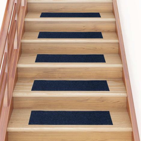 Tappetini per scale autoadesivi 30 pz 76x20 cm blu navy rettangolari vidaXL