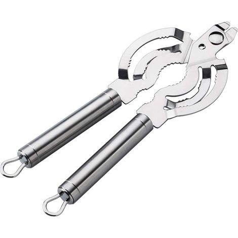 Ouvre-boîte multifonction en acier inoxydable, outil manuel pour bouchons de bocaux et capsules de bouteilles.