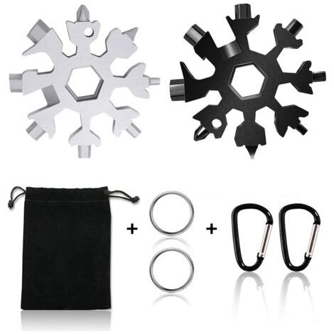 Outil Multifonction Flocon de Neige 18 en 1, 2Pcs Mini Tournevis Passe-partout en acier inoxydable Outil multifonction pour Voyages Quotidien Cadeau Créativité (1/5)