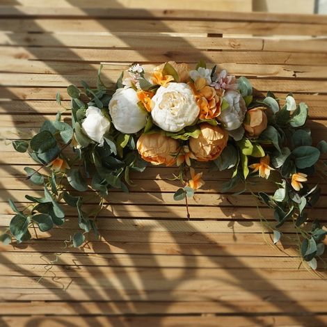 Guirlande Florale Artificielle - 60 cm - En Soie - Pour Porte Seuil Mur Décoration Mariage Fête Intérieur - 1 Pièce (1/5)