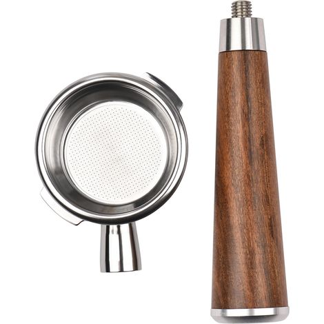 Filtro de café sin fondo de acero inoxidable de 58 mm con mango de madera – compatible con Gaggia Classic, Evolution Espresso, Classic New (1/5)