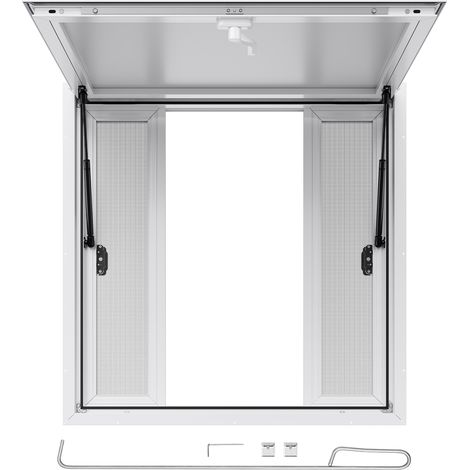 Mophorn Sportello per concessioni 92x92 cm, sportello di servizio in lega di alluminio per food truck, sportello di servizio regolabile con pannelli scorrevoli, porta a tenda e gancio di traino (1/5)