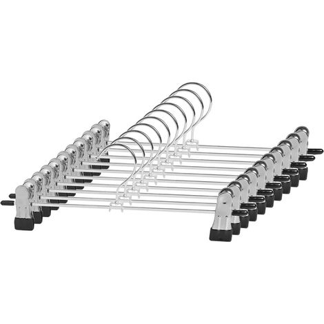 Juego de 10 perchas metálicas de 30 cm - Perchas antideslizantes y resistentes a la corrosión - Perchas de acero inoxidable que ahorran espacio para pantalones, faldas, calcetines y ropa interior. (1/2)