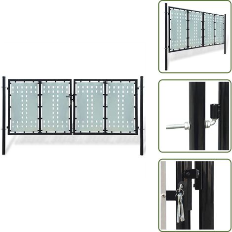 Zauntor (Einzeltor) Schwarz 300x175 cm - Zauntor - Einfahrtstor - Gartentor - Zaun - Metalltor (1/5)