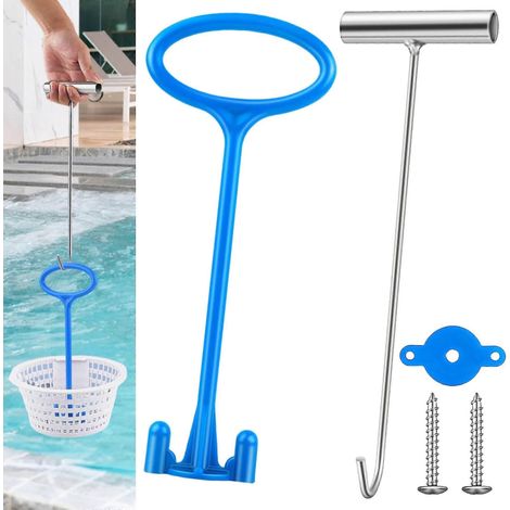 Poignée de panier d'écumage, compatible avec tous les paniers d'écumage, outil de nettoyage pour poignée de panier d'écumage de piscine - GSL (1/4)