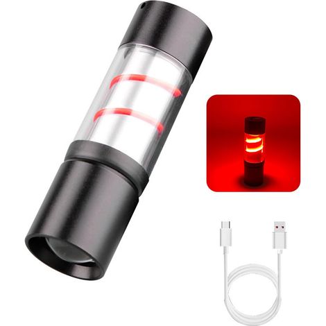 Piccola torcia a LED ricaricabile con luce COB, zoomabile, ideale per campeggio, viaggi, attività all'aperto, emergenze, escursionismo e lavori in auto (rossa) (1/4)