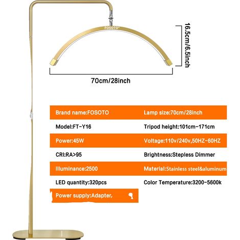 Lampada a mezzaluna, angolazione regolabile, design multiuso, oro, senza diamanti (1/2)