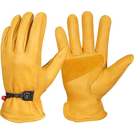 Lot de 3 paires gants, cuir, poignet ajustable, jardinage, homme femme, extérieur (1/5)