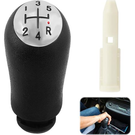 Pommeau de levier de vitesse manuel à 5 vitesses pour Renault Clio III, Megane 2 Laguna 2, Clio 4 - Pommeau, avec adaptateur - Design ergonomique pour un passage de vitesse rapide et doux (1/5)