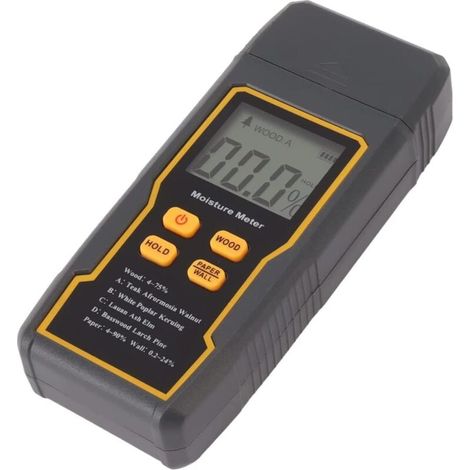 Humidimètre pour Bois (écran LCD) - Humidimètre numérique, pour bâtiments en béton de Bois - Capteur d'humidité Mural Testeur d'humidité numérique (1/4)