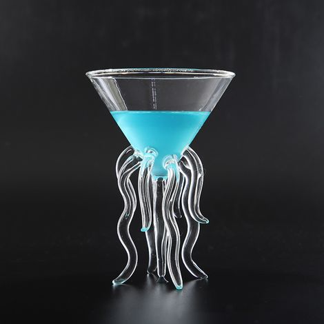 Verre à cocktail pieuvre, verre transparent en forme de pieuvre, verre méduse (1/3)