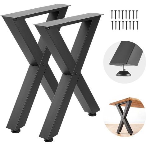 VEVOR Gambe per Tavolo in Acciaio, Gambe per Scrivania Smontabili, Design Modulare, Struttura a X, Montaggio Semplice, Carico Max. 1000 kg, per Tavoli da Bar e da Lavoro, 75 x 60 cm, 2 Pezzi, Nero