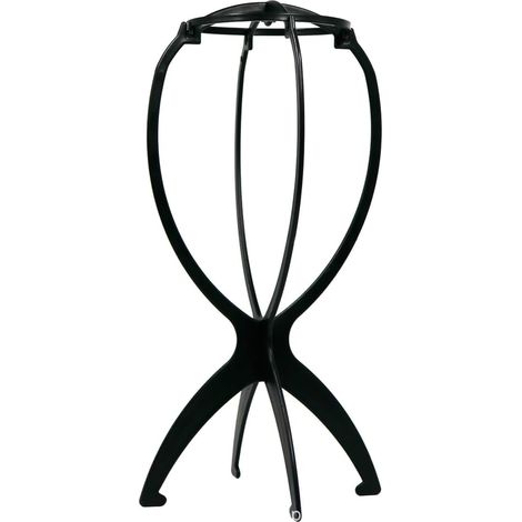 Soporte portátil y plegable para pelucas con soporte desmontable para guardar pelucas y sombreros (negro) (1/3)
