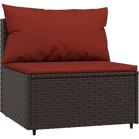 Divano Centrale da Giardino con Cuscini in Polyrattan Marrone vidaXL (1/5)