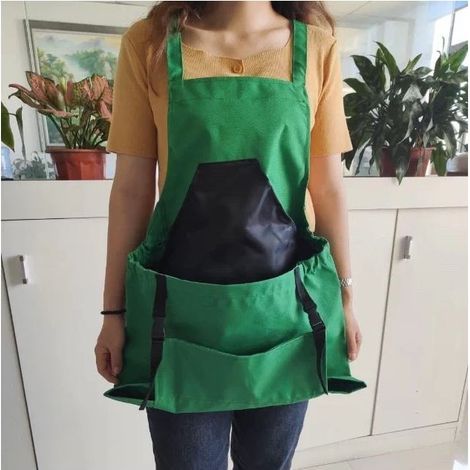Tablier de récolte (vert), sac en toile pour la cueillette des fruits tablier de récolte réglable et grand avec ouverture inférieure et doubles clips pour les jardiniers (1/5)