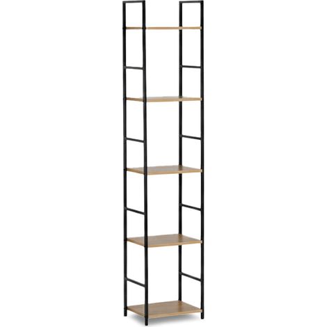 Estanteria Nancy en Madera y Metal, Estilo Industrial, 144cm, Roble y Negro (1/3)
