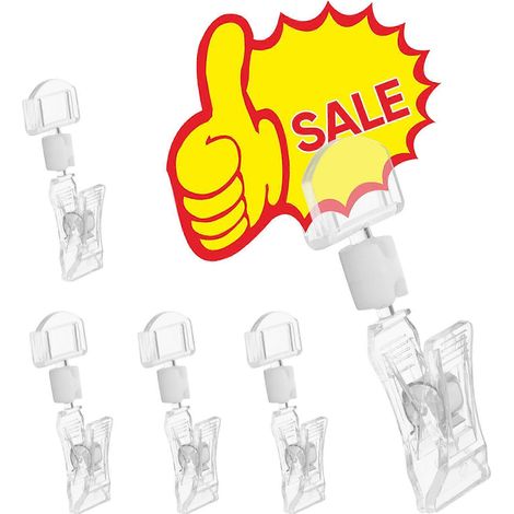Lot de 10 pinces à étiquettes de prix en acrylique pour affichage de prix-7.00X3.00X2.00CM-Transparent (1/3)